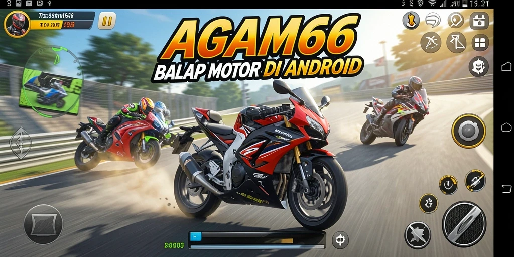 Screenshot gameplay AGAM66 menampilkan balapan motor yang seru dan intens.
