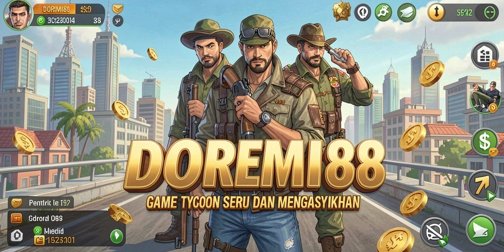 Screenshot DOREMI88 yang menunjukkan berbagai usaha yang dikelola dalam game Tycoon.