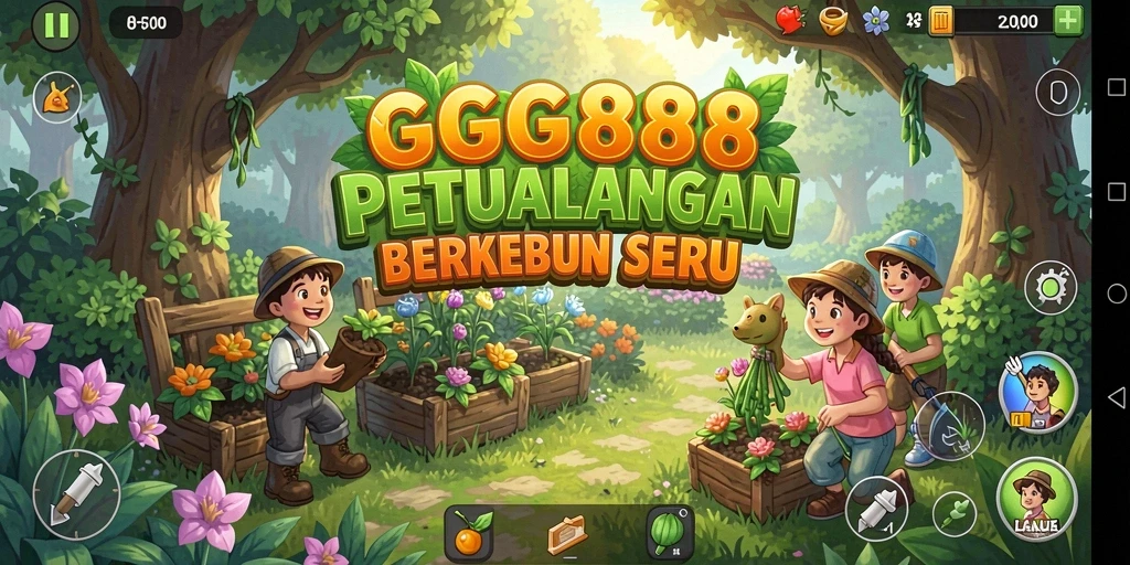 Tampilan gameplay GGG888 dengan aktivitas berkebun yang menarik.