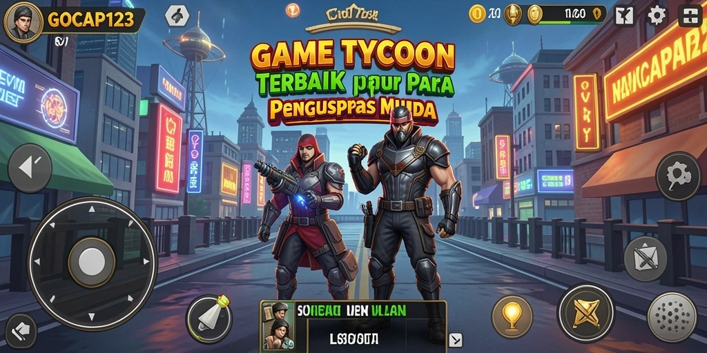 Screenshot GOCAP123 menampilkan gameplay dinamis dalam mengelola bisnis Tycoon.