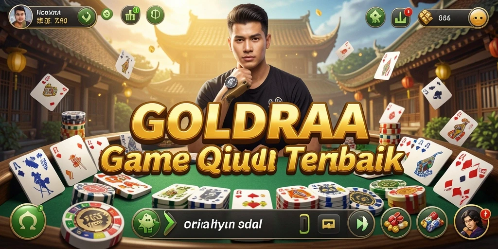 Tampilan gameplay seru di GOLDRAJA dengan kartu QiuQiu.