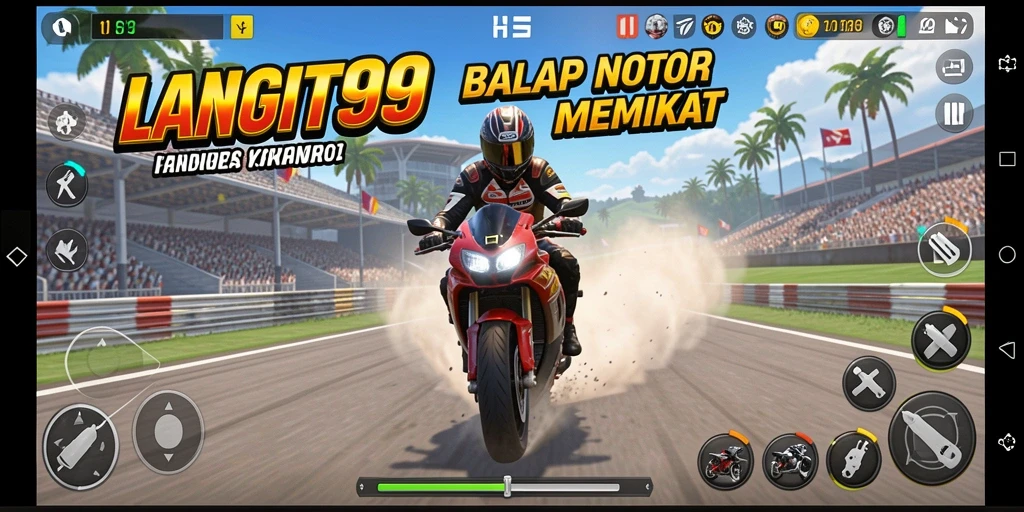 Tampilan menarik dari gameplay LANGIT99 yang memikat dalam balapan motor.