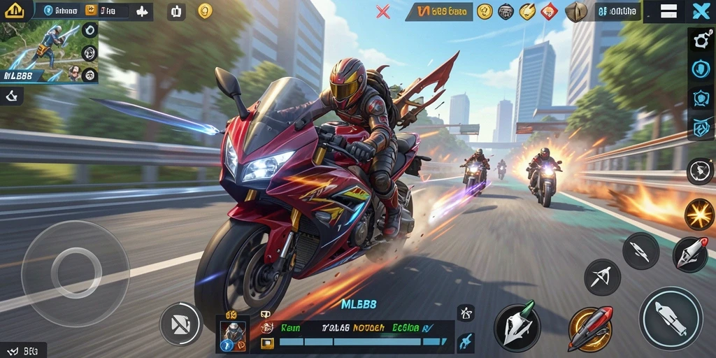 Gameplay seru MLBB8 dengan balapan motor yang mendebarkan.