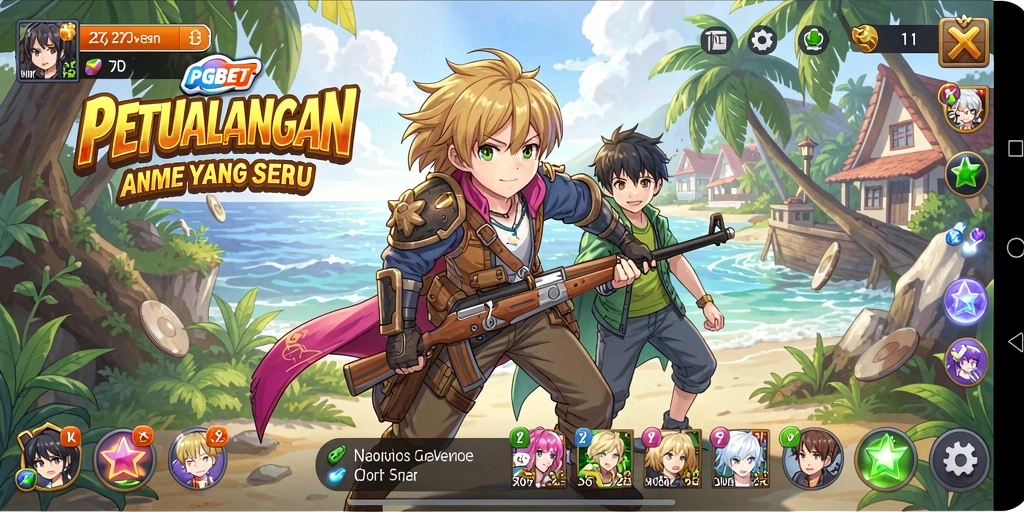 Tangkapan layar dari gameplay PGBET yang penuh aksi dan karakter anime.