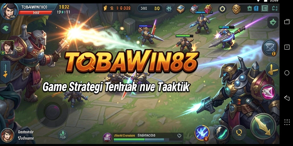 Tangkapan layar utama TOBAWIN88 menampilkan aksi pertempuran strategi yang intens.