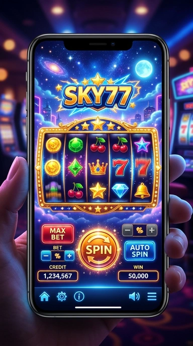 Tampilan utama aplikasi sky77 dengan berbagai kategori.